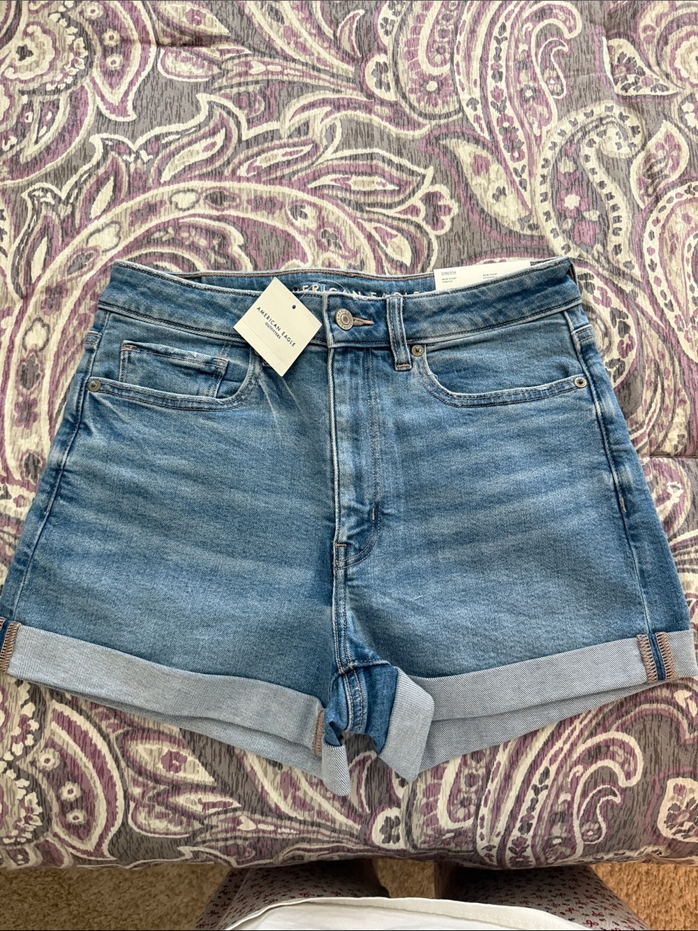 American Eagle Outfitters Light Blue Rolled Hem Denim Shorts